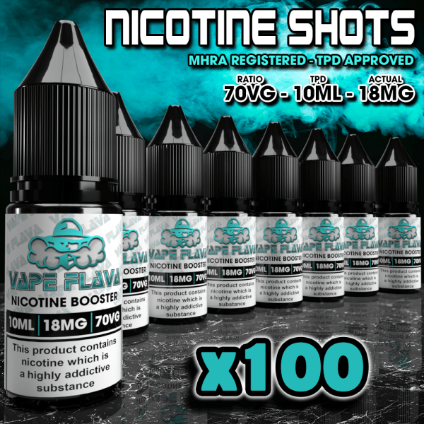 100x Nicotine Shot 10ml 18mg 70vg