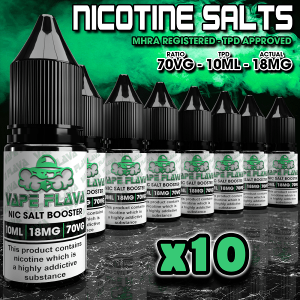 10x Nicotine Salt Shot 10ml 18mg 70vg